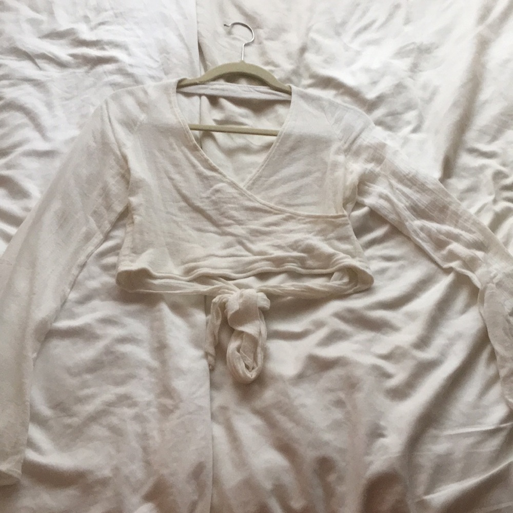 Brandy Melville White Wrap Crop Top
